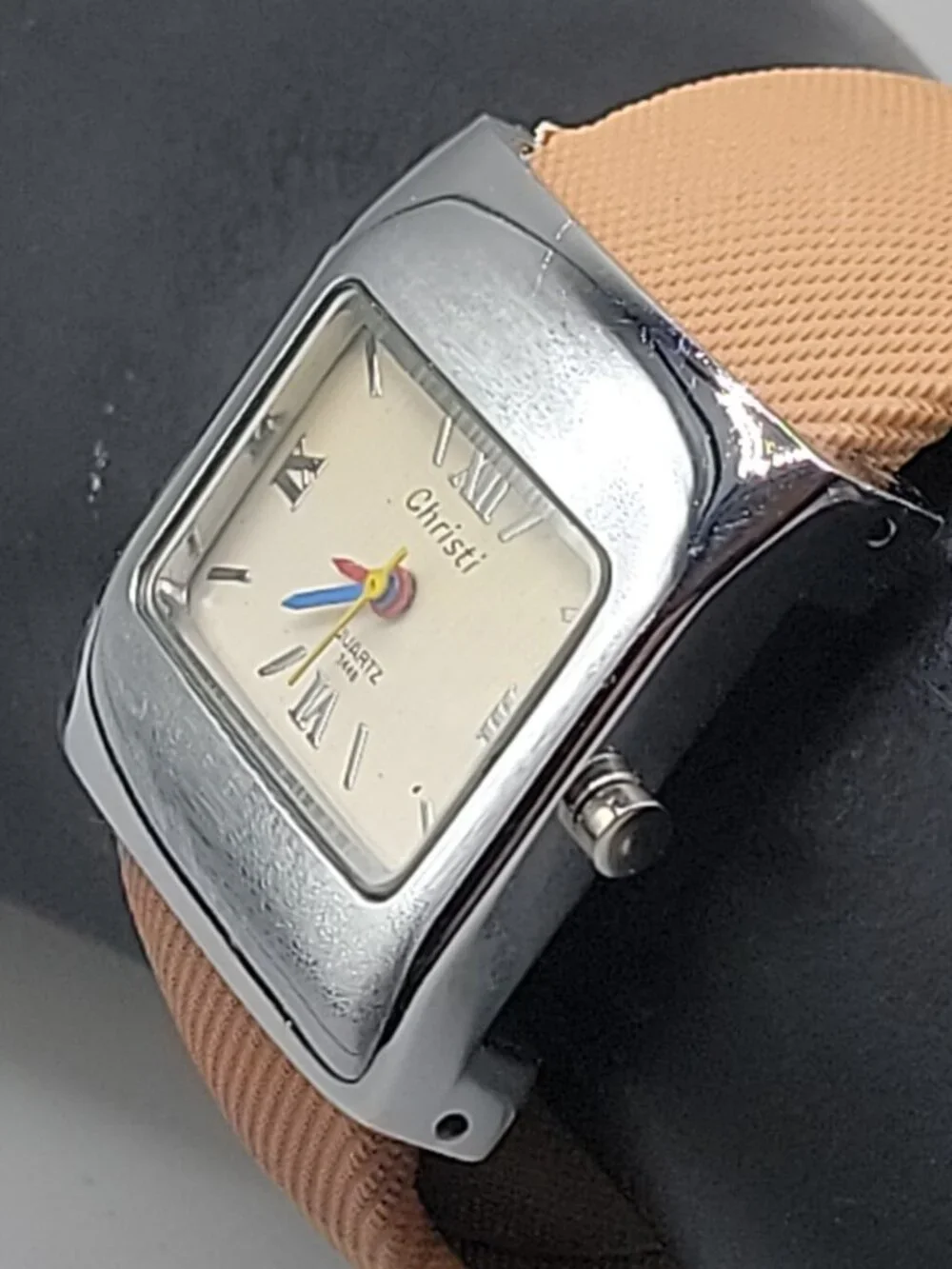 Christi Ladies Quartz Designer Open Cuff Bracelet Watch 3448 Silver Tone 31mm 7